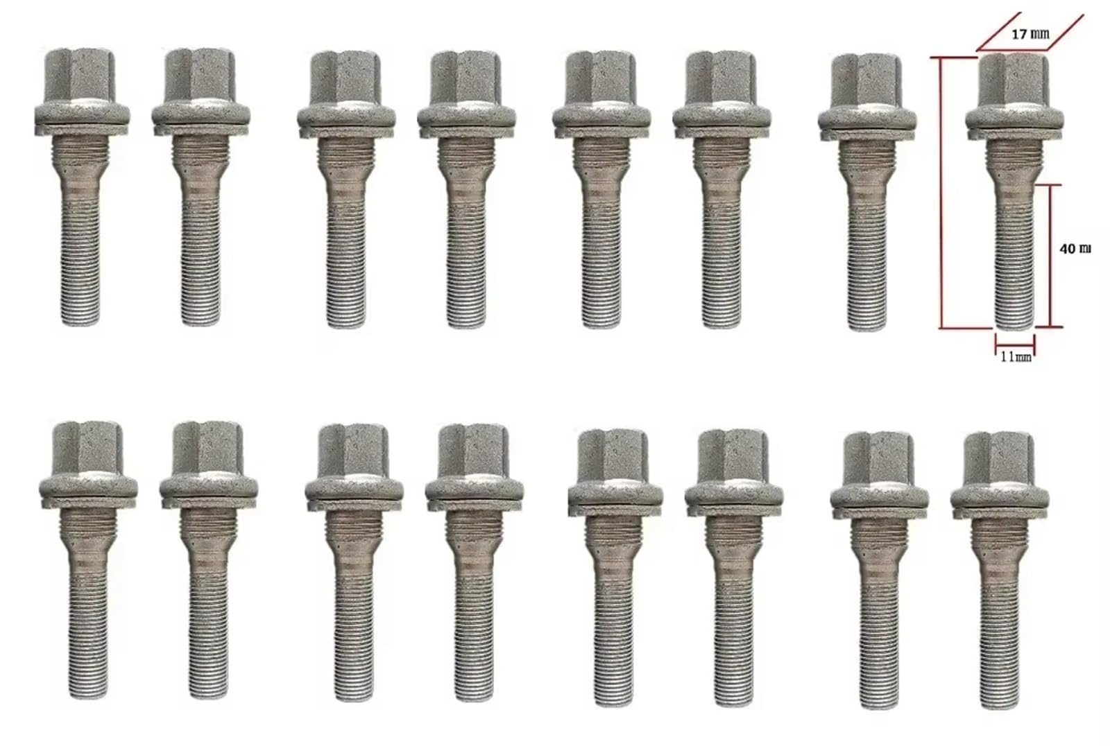 Tornillos rueda perno Compatible Con Peugeot 301 3008 308 406 607 8 PCS O 16 PCS M12 X 1.25 Rueda Perno De Rosca Larga Pernos Para Neumáticos Accesorios Para Automóvil