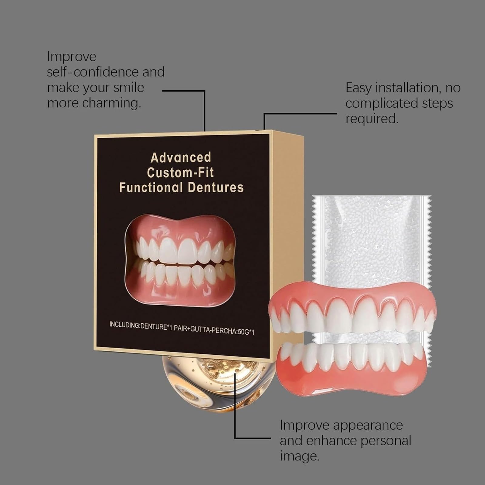 Prótesis dentales unisex de silicona, colocación rápida, embellecimiento de | Prótesis dental adaptable y cómoda, ajuste personalizado, restauración de la sonrisa, fácil de usar a diario.