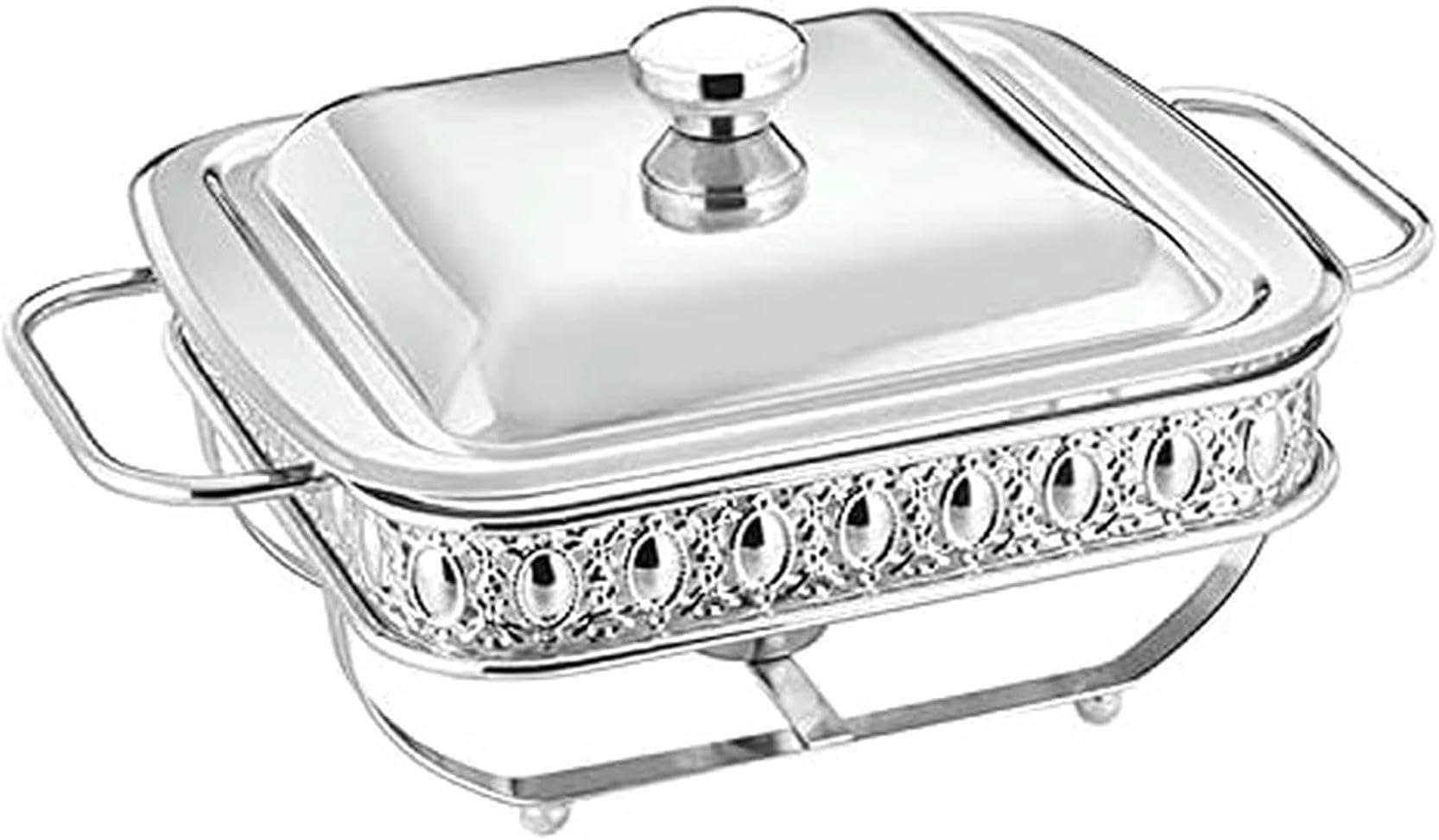 Chauffe-Plats, Chauffe-Plats pour Buffet, Assiettes chauffantes, Jeu de Buffet Hot Pot 1,8 L, Chauffe-Buffet en Acier Inoxydable, Convient pour Les buffets, Les Mari (Silver)