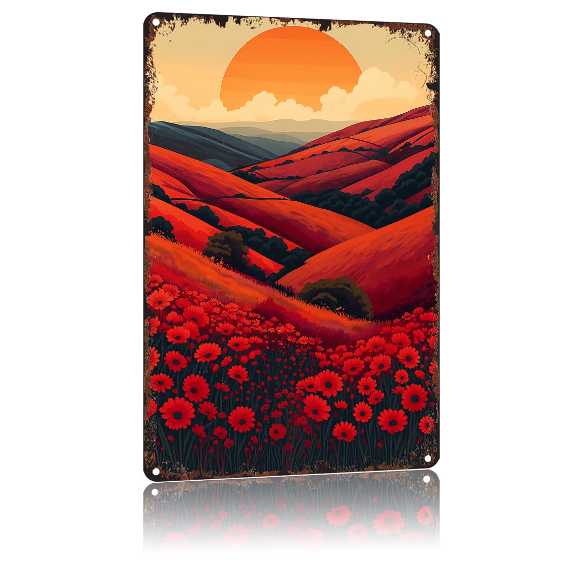 peiyeety Vibrant Red Shropshire Hills Funny 8x12 Inch Aluminum Vintage Metal Tin Signs-For Living Room Kitchen Bedroom Patio Porch Men'S Nest Wall Decor