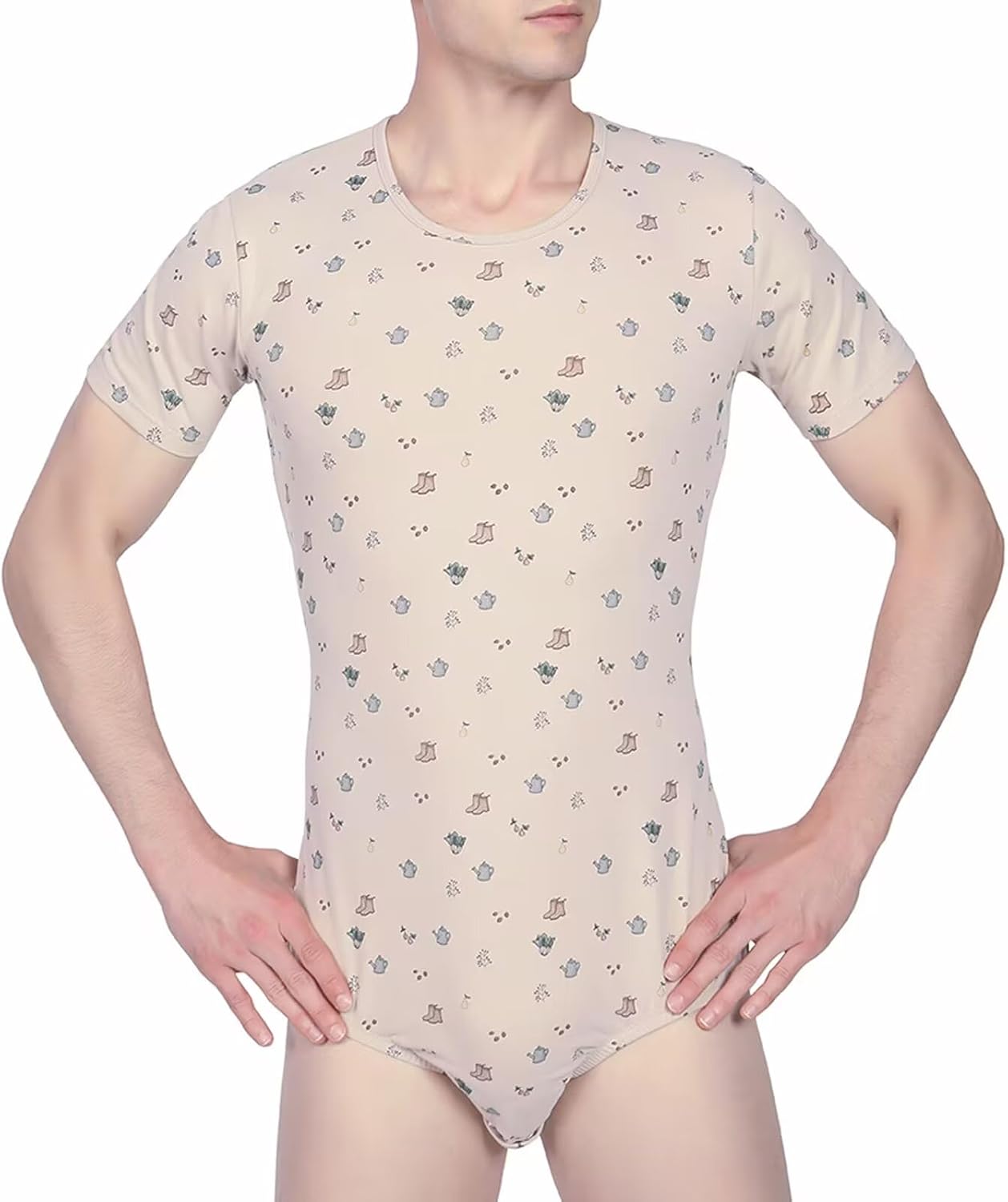 Landofgenie Short Sleeve Onesie for Men Cotton Romper Pajama Tops Print Bodysuit One Piece Jumpsuit- Country Yard - Image 5