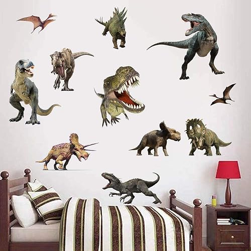 Miniatura 4 de Calcomanías de pared de dinosaurios para habitación de niños, despegar y pegar, calcomanías de arte de pared extraíbles para dormitorio de niños,