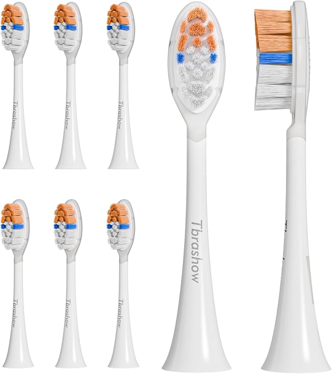 Replacement Toothbrush Heads for Phillips Sonicare Toothbrush Heads, Compatible with Click-on Toothbrushes, Soft Dupont Bristles, Sensitive Gum Care, 8 Pack (White)