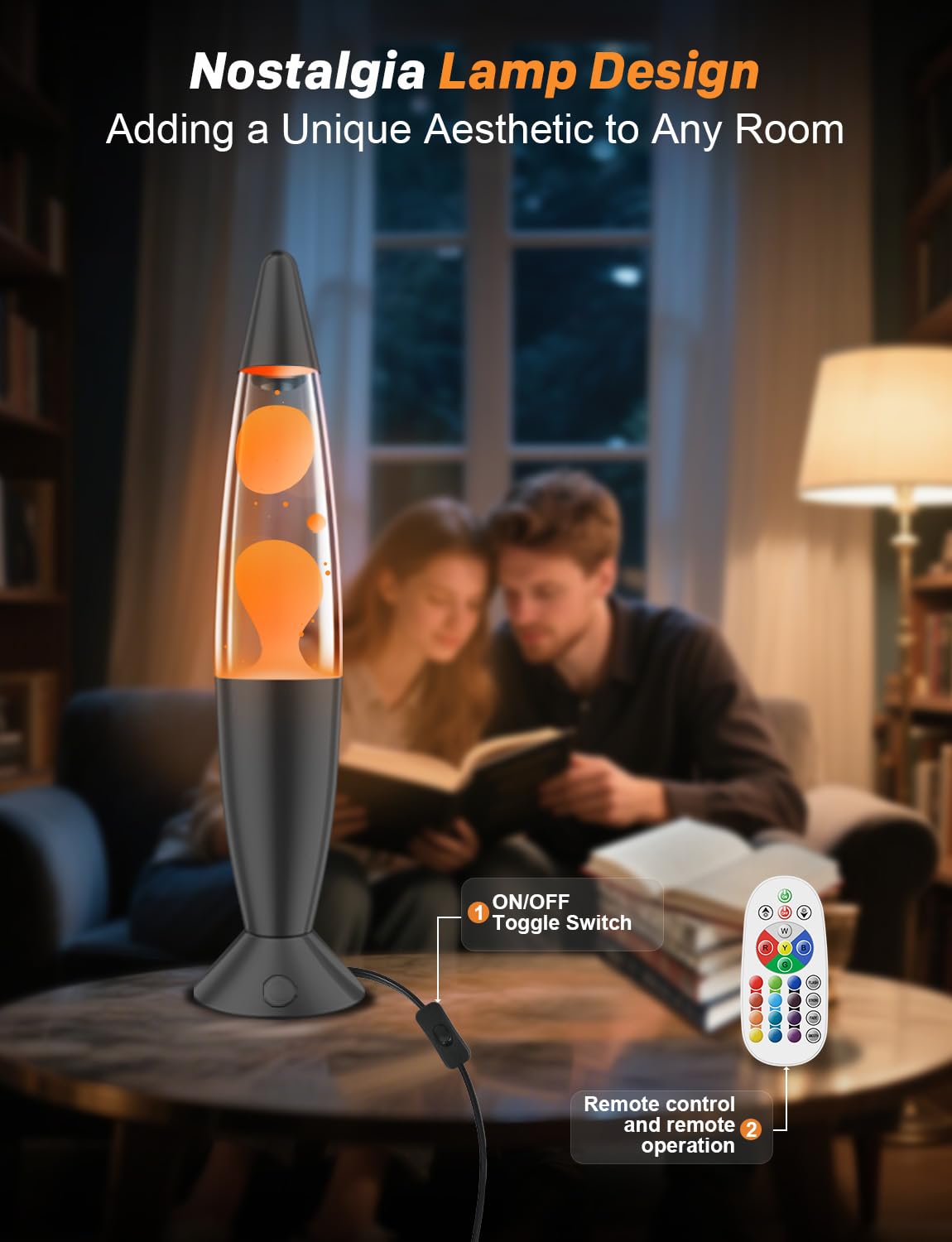 AONESY Lampe à lave pour enfants avec 17 changements de couleur : Grande lampe à lave pour la gestion du stress et la relaxation | Grandes lampes à lave noir or | Lampe à paillettes à intensité