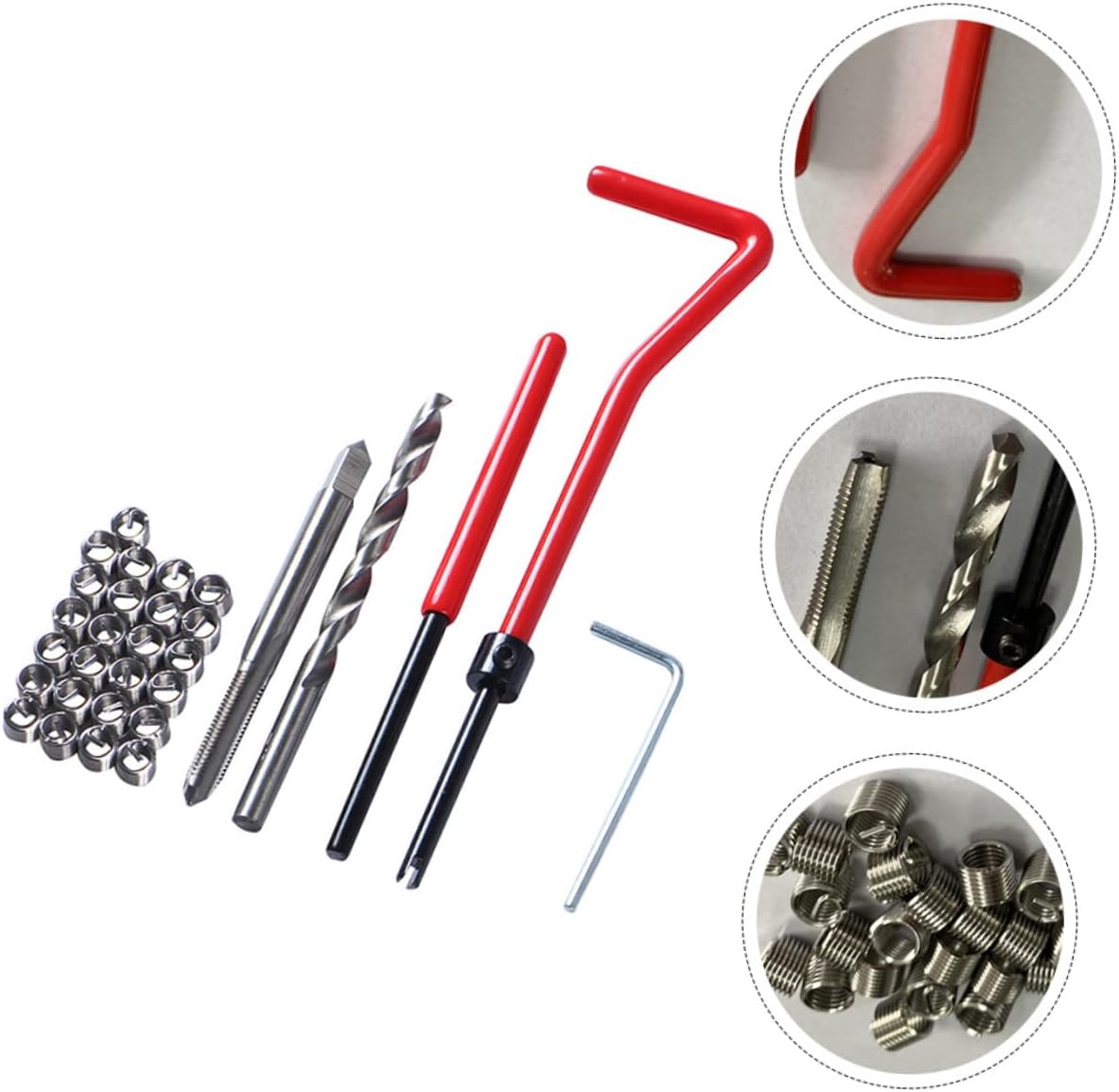 Gatuida 30pcs Thread Repair Insert Kit Durable Tool Set for Internal Thread Restoration Easy to Use for Engine and Automotive Applications Complete Configuration for Repairs
