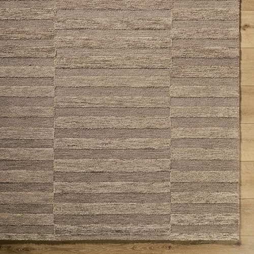 Tapete beige 8' x 10' de lana para sala y dormitorio miniatura 7