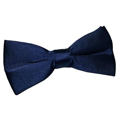 RR Design Boy's Essential Satin Neck Bow Tie (Navy Blue, 5-10 Years)