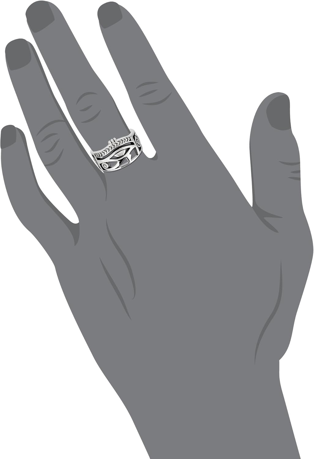 WithLoveSilver 925 Sterling Silver Ancient Egyptian Eye of Horus Symbol of Protection Ring