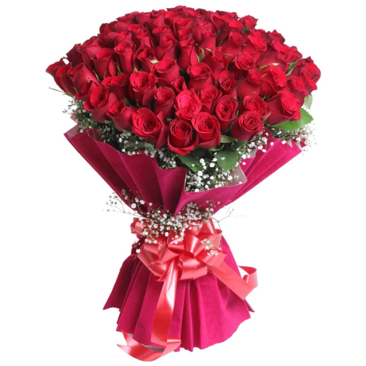 Mother's Day Special Fresh Flowers Bouquet of 50 Red Roses in Paper Wrapping, Bunch of 50 (Red Rose)-image-17