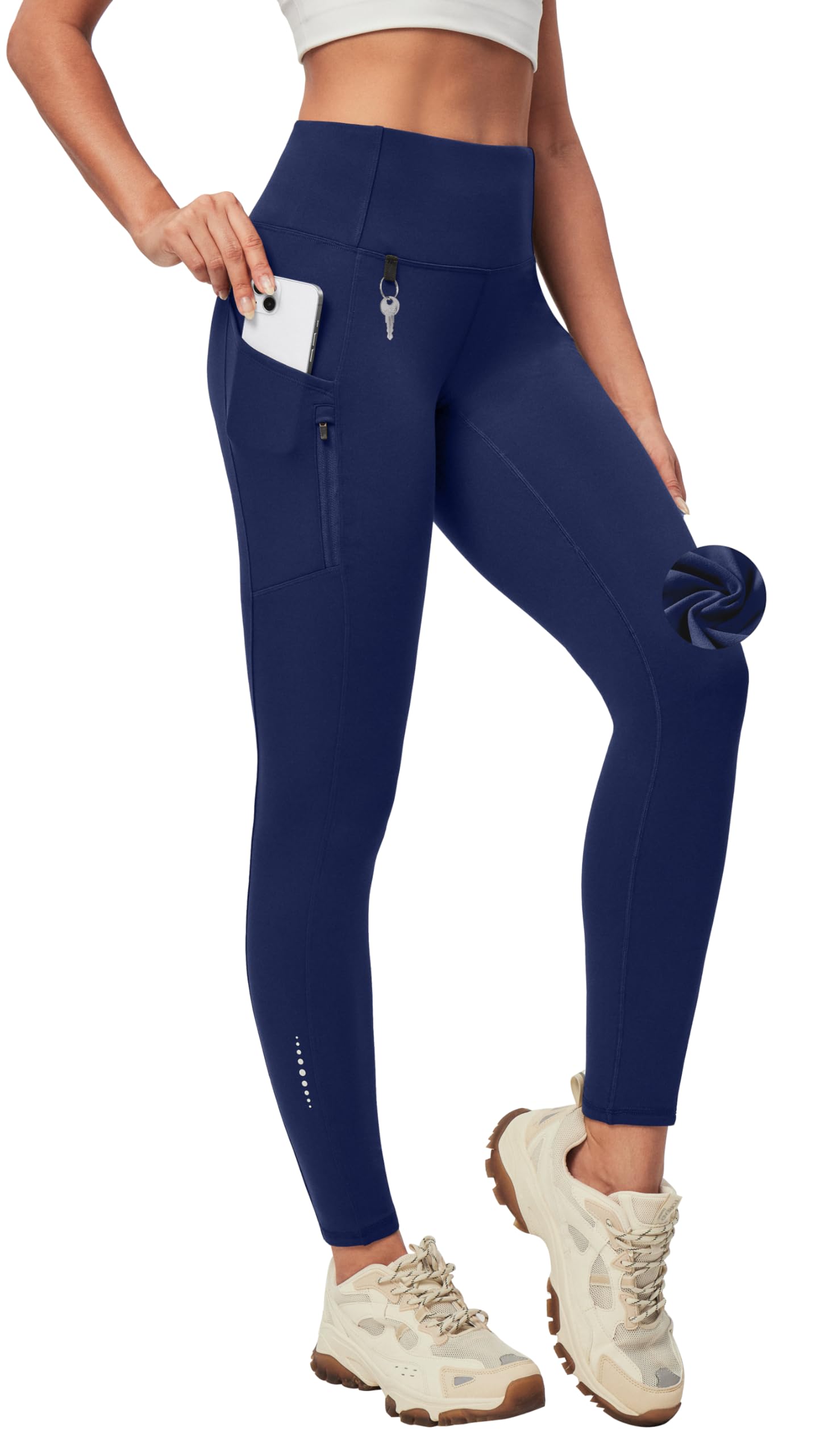 Heathyoga Fleece Lined Leggings Women with Pockets Water Resistant Thermal Leggings Winter Warm Yoga Pants Hiking Running