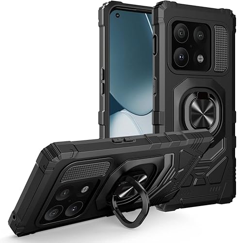 GW USA - Funda para OnePlus 10 Pro10 Pro 5G con protector de pantalla de vidrio templado grado militar anillo de montaje en automóvil con soporte