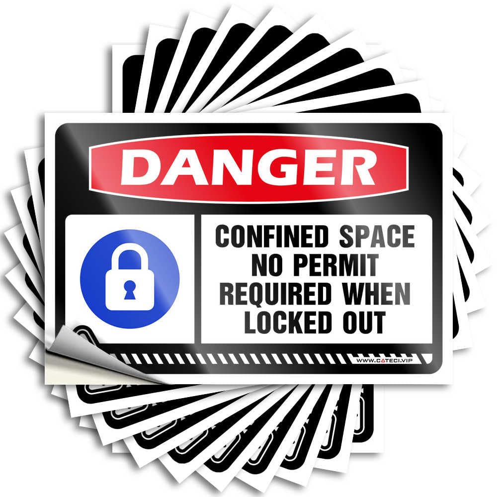 Must Good Funny Sticker - Danger Confined Space No Permit Required When Locked Out Removable Decal Bumper Easy Peel for Water(8X12CM)