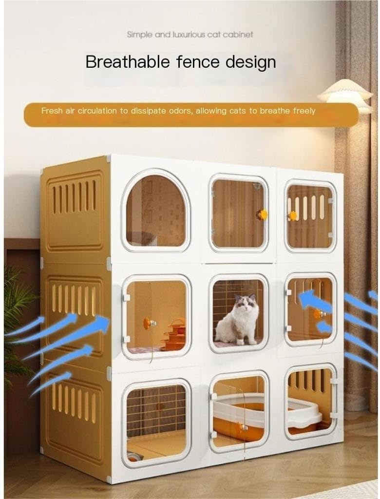 review cat Villa Cat Villa Home Indoor Large Free Space with Toilet All-in-one Luxury Cage Thickened and Reinforced Cat Cage Cat Cage