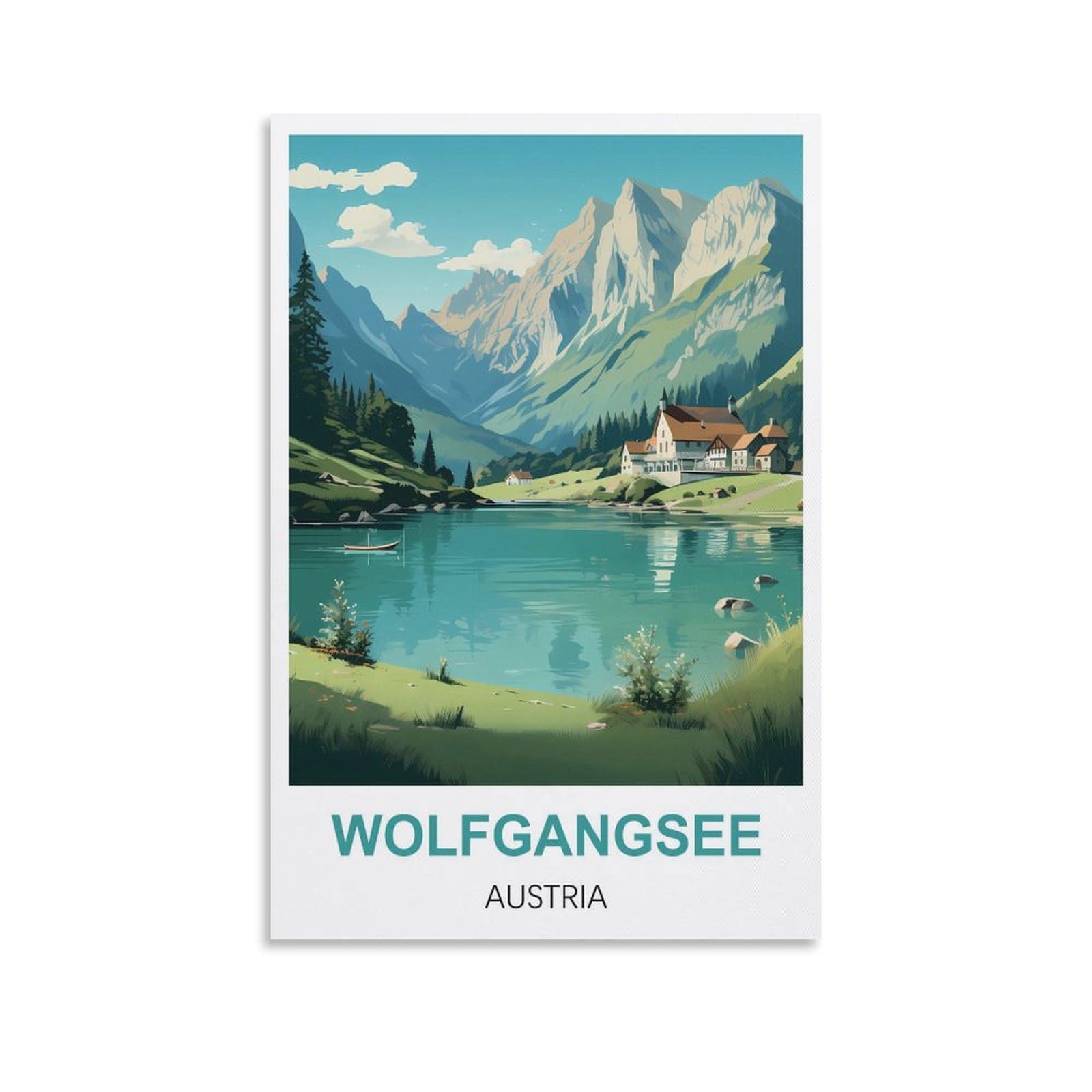 EZMLFA Diamond Art Kits Adults,Wolfgangsee Austria,5D Dimond Picture, Crystal Gem Art Crafts for Boys Girls, DIY Mosaic Creations Set for Home Decor 30x40cm