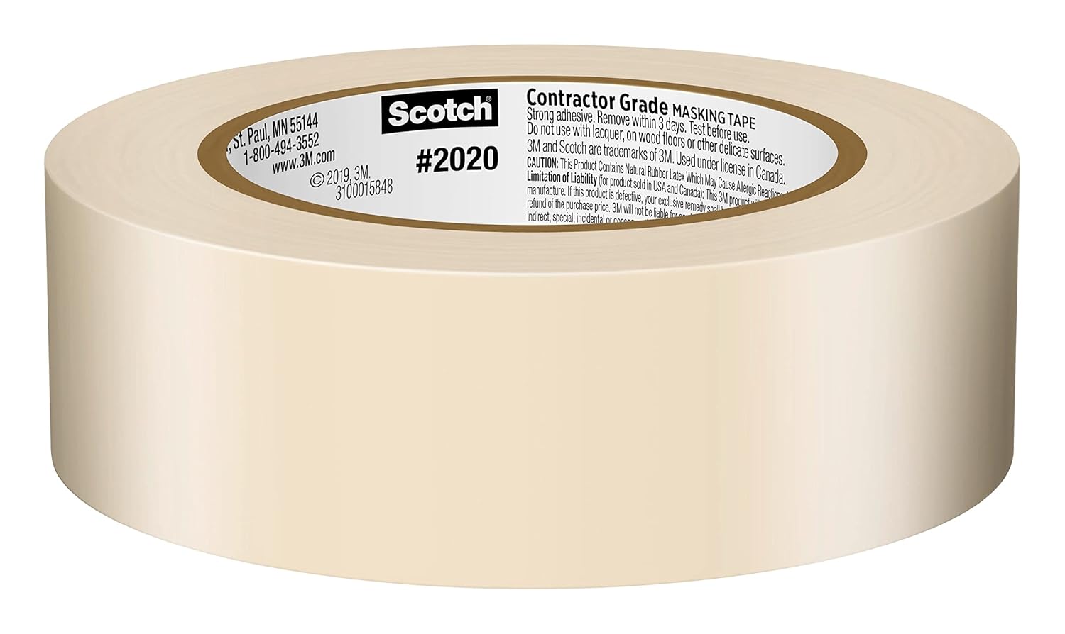 Scotch Contractor Grade Masking Tape, Tan, Tape for General Use, Multi-Surface Adhesive Tape, 1.41 Inches x 60.1 Yards, 6 Rolls - Painters Masking Tape - 