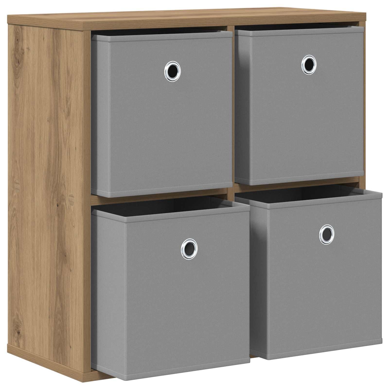 Buffet en Bois d'ingénierie Chêne Artisanal 59,5 x 27 x 57 cm avec 4 tiroirs et 2 étagères pour Salon Salle à Manger entrée ou Chambre, Rangement Pratique
