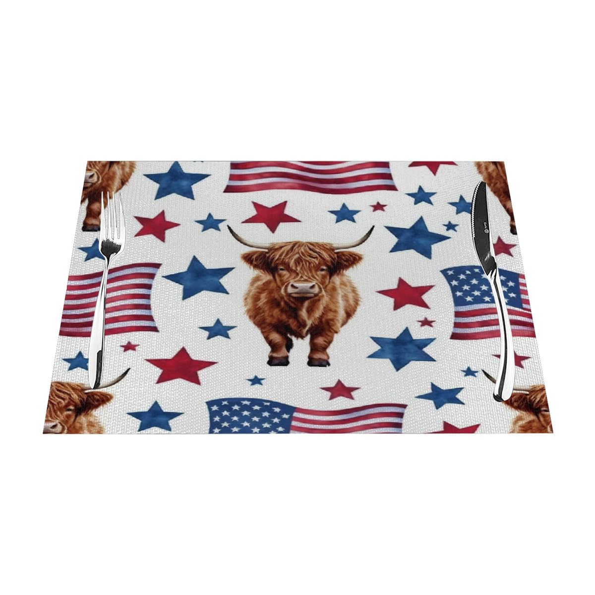 Set di 6 tovagliette con bandiera americana, 4 luglio, lavabili e resistenti al calore, in vinile PVC, per cucina, sala da pranzo, decorazione da tavolo