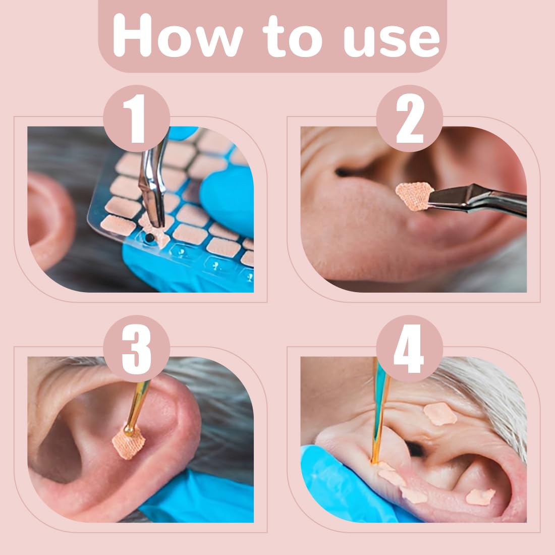 Ear Seeds 600 Pezzi Semi Agopuntura Auricolare Monouso Carta Rosa Dimensioni Standard Kit Digitopressione Multifunzionale Terapia