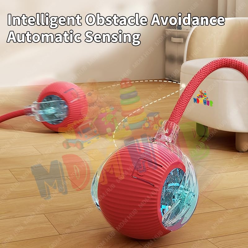 MDM HUB Interactive Cat Toy - Cat Toys for Indoor Cats Smart Silicone Rolling Ball with Tail,Bird Sound,Obstacle Avoidance and Motion Activated (Multicolor) (Large, HIGH Speed) 2