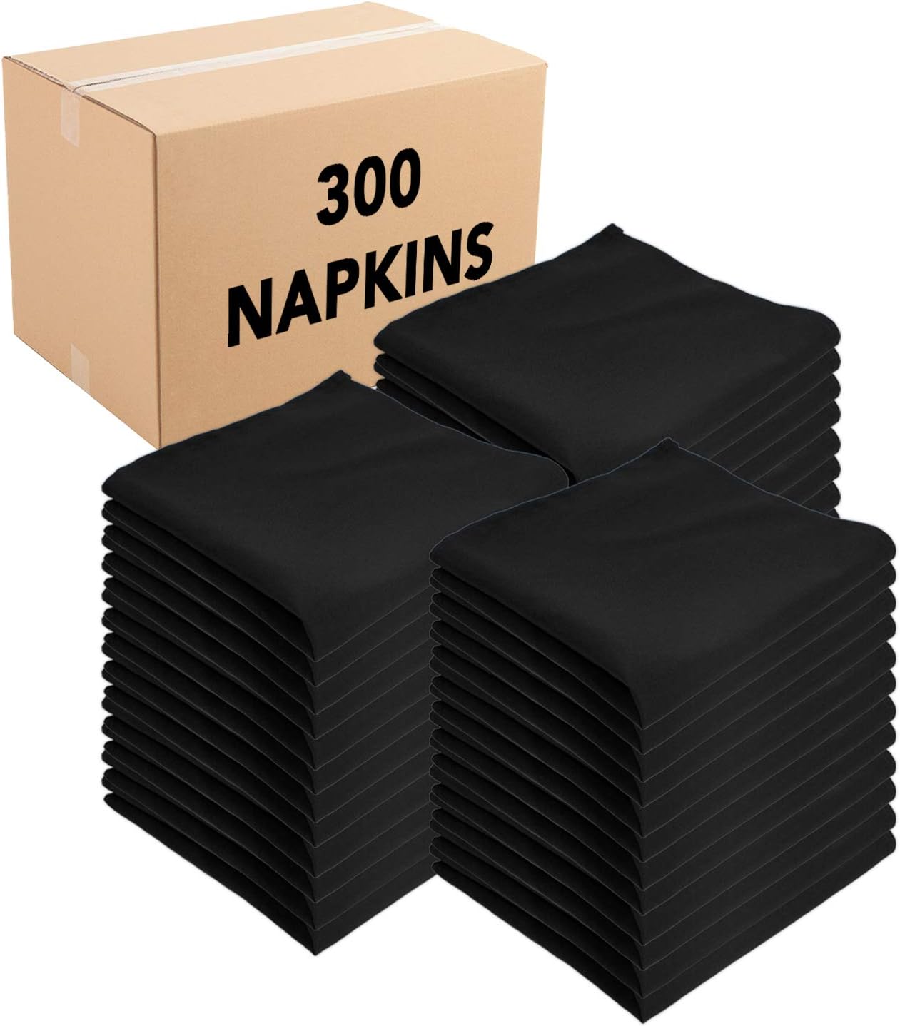 Arkwright Restaurant Cloth Napkins - (Case of 300) Spun Polyester Bulk Dinner Napkin with Hemmed Edges - Ideal for Dinner, Wedding, Party, Banquet, Kitchen, 20 x 20 in, Black