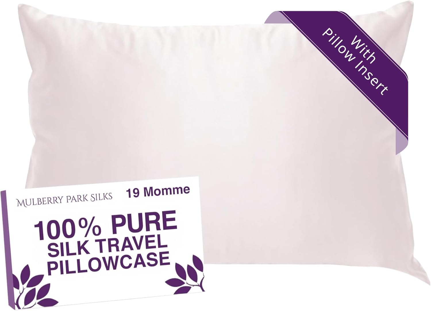 Mulberry Park Silk Travel Pillowcase - Prevent BedHead and Frizz, Minimizes Sleep Wrinkles - 19 Momme, Grade 6A Pure Mulberry Silk - 13" x 18", Lilac