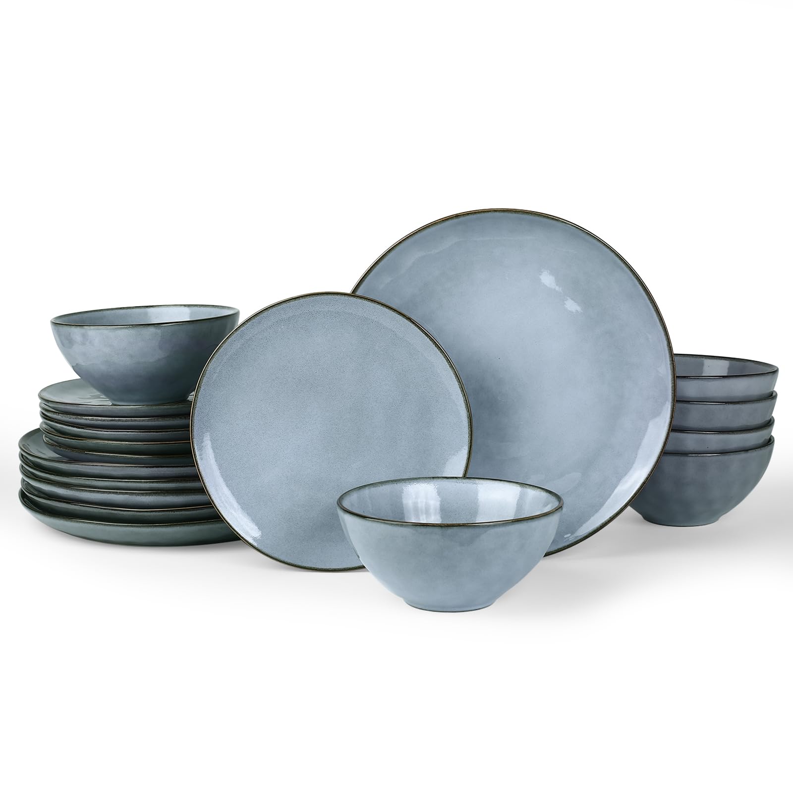 Amazon.com | Famiware Ocean Round Plates and Bowls Set, 18