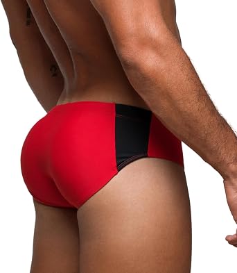 Rounderbum Mens H2O Padded + Package Swim Brief Quick-Dry Butt & Package Enhancing, No VPL, Lined