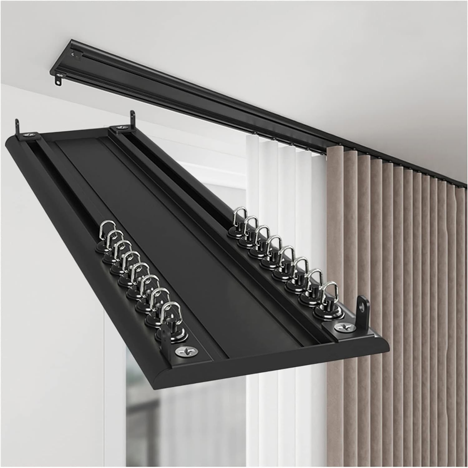 ZXGSXIOU Ceiling Track for Curtains - 6mm Ultra-thin Curtain Home, Silent Conjoined Double Track, RV Room Divider Rails