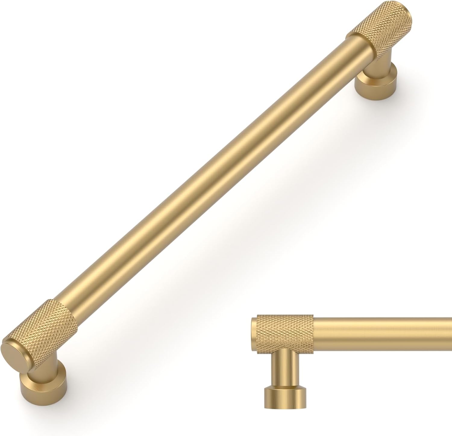 Amerdeco 10 Pack Champagne Bronze Knurled Cabinet Pulls 7 Inch(177.8mm) Hole Center Kitchen Cabinet Handles Drawer Pulls Cabinet Hardware ZH034 7"/177.8MM Hole Center Champagne Bronze