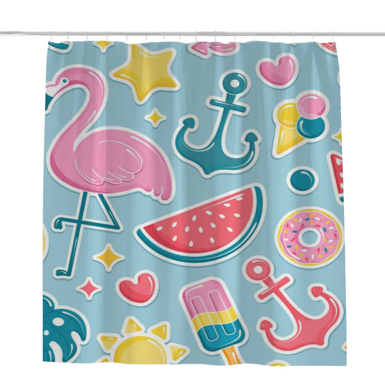 Rideau de douche 168 x 183 cm polyester lavable avec crochets en C