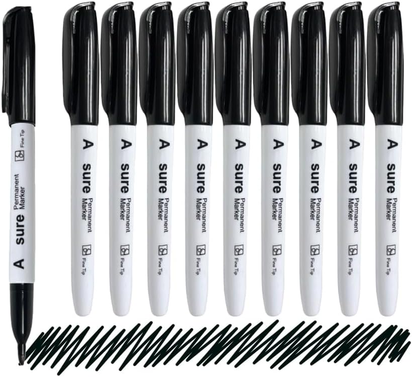 160 Pack Black Permanent Felt Waterproof Markers, Fine Point, Fade Resistant, Writes on Plastic, Metal, Glass, and Stone.