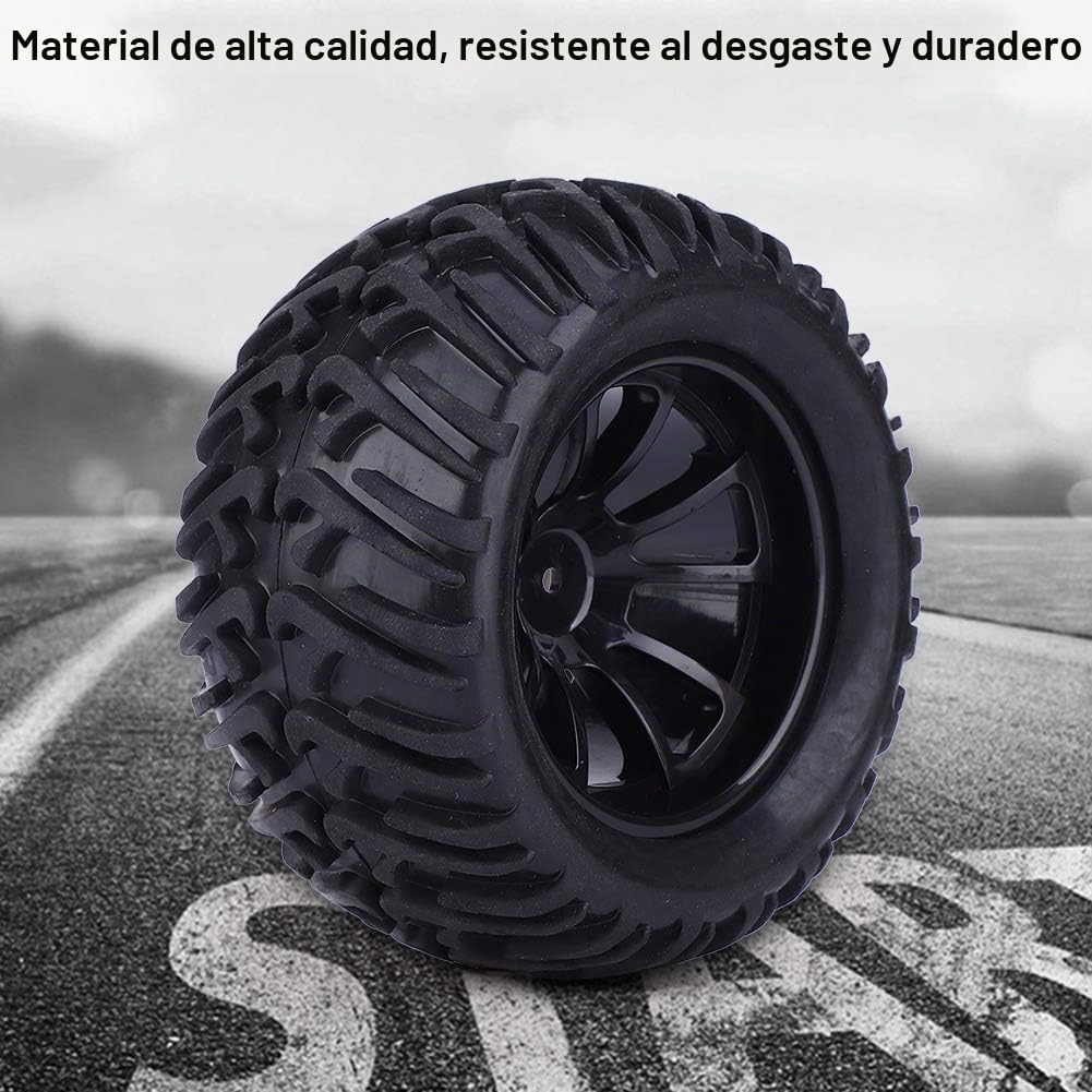 Neumáticos RC, Alta Resistencia, 125 mm, Neumáticos Todo Terreno RC, para Vehículos RC, Escalas 1/10, Negro, en Pista y Campo, para Modelos de Coche RC y Simuladores