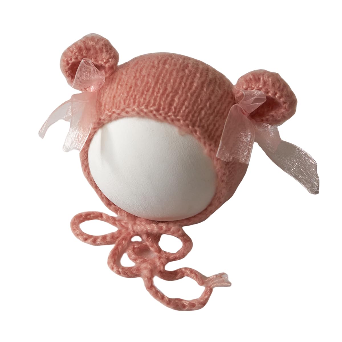 Zeroest Baby Photography Props Luxurious Hat Photo Shoot Outfits Newborn Girl Crochet Infant Knitted Hats (Dusty Pink-01)