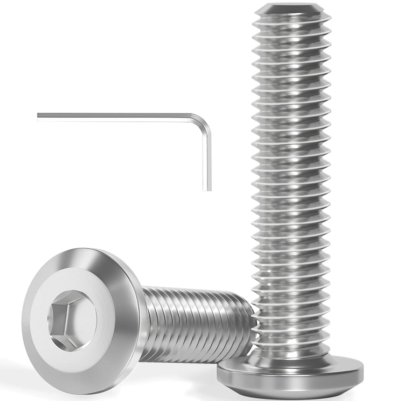 Wavanta M8 Bolts, M8 x 20mm Flat Head Hex Socket Cap Screws Bolts, Full Thread A2 304 Stainless Steel Screws with Hex Key