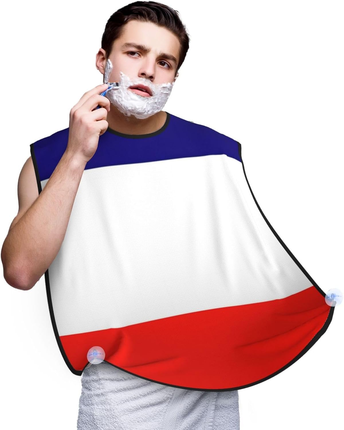 French Flag Print Beard Bib Apron For Men, Beard Hair Catcher For Men Shaving Trimming,Beard Cape Cloth