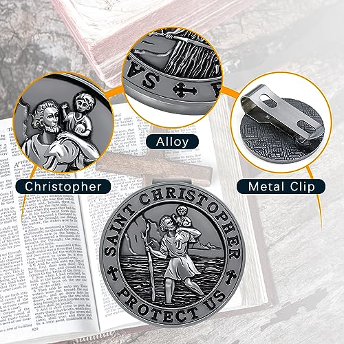 Ploreway PW-SC11 St. Christopher Medal For Car, Metal Saint Christopher Visor Clip thumb #2