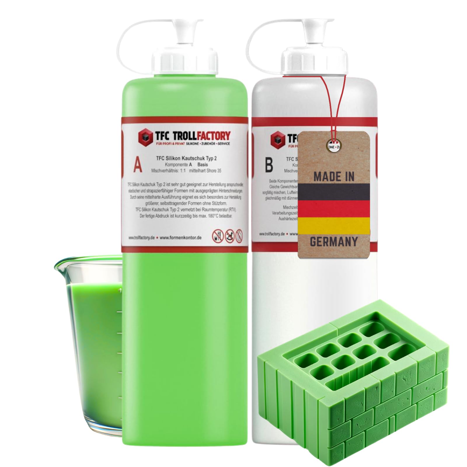 TFC Troll Factory Silikon Kautschuk Typ 2 1:1 NV – Hellgrün/Weiß Abformmaterial
