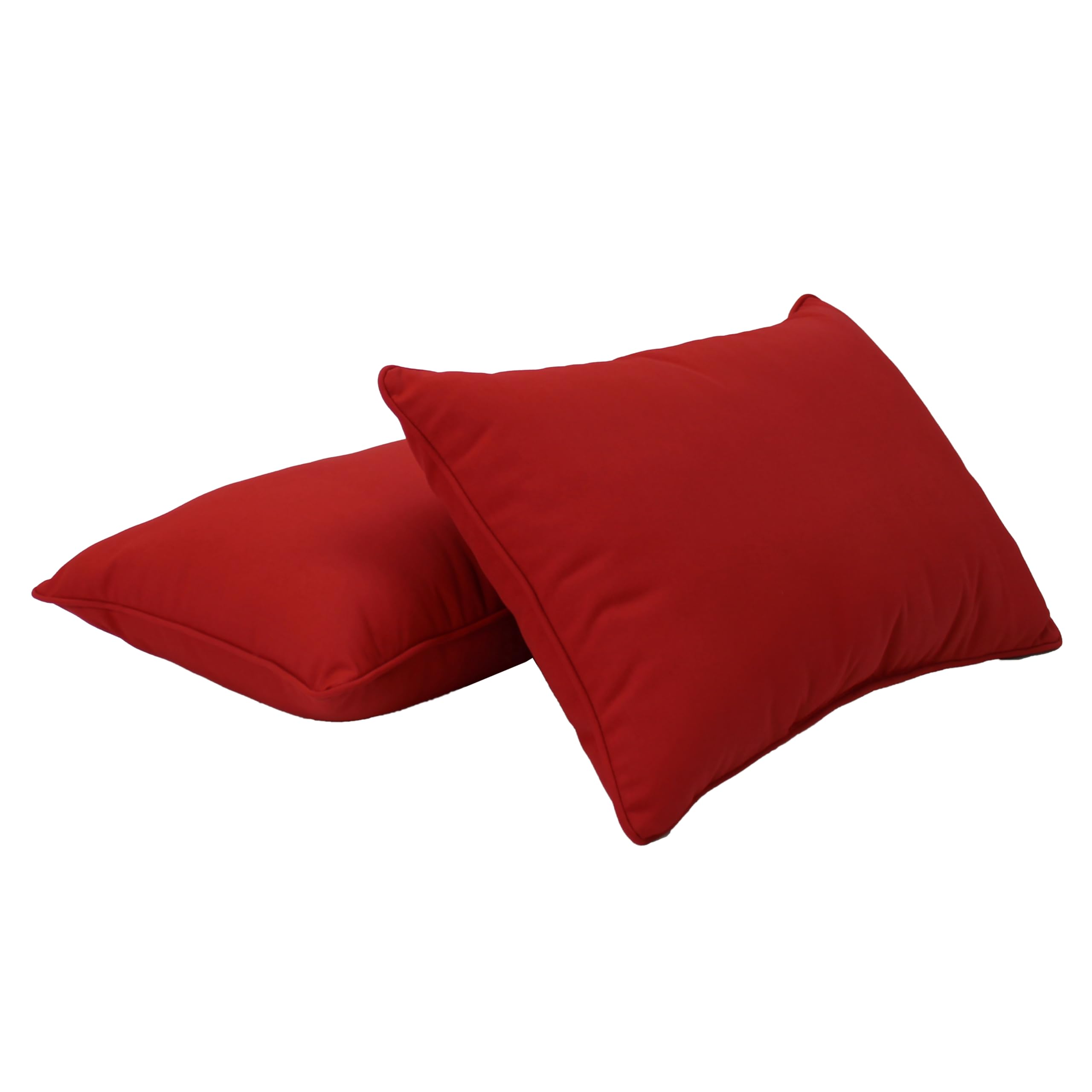 Factory Direct Partners Presidio Pillows 16" x 24" Solid Lumbar Pillow Set with Piping; UV, Fade, Weather-Resistant Olefin Fabric (2-Pack) - Red, 13813-RD