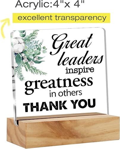 Miniatura 2 de Letrero de acrílico inspirador de agradecimiento para el jefe para decoración de escritorio de gran líderes inspiran grandeza en otros letreros de