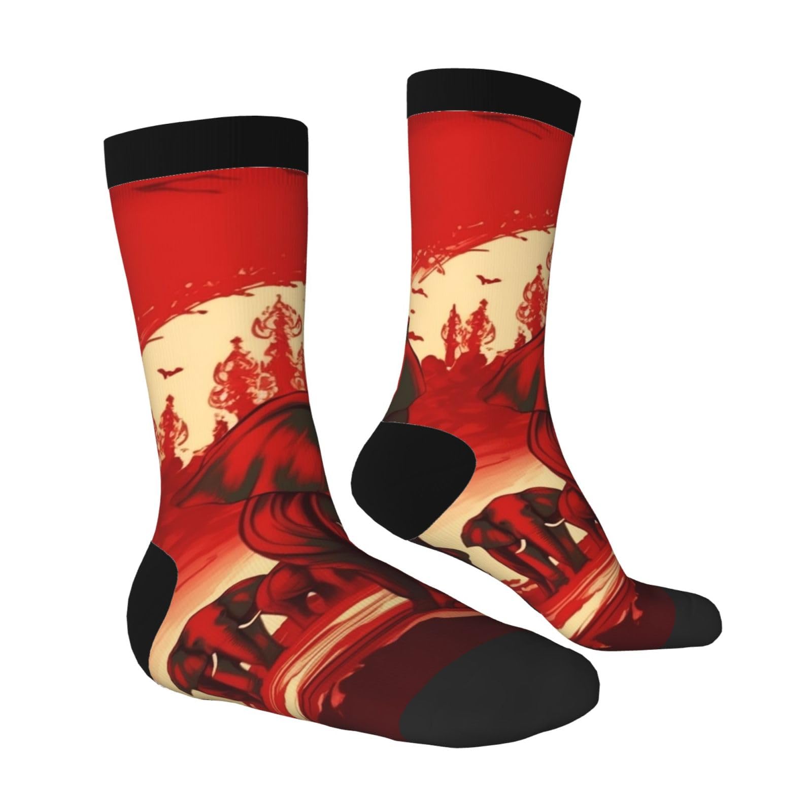 LZQPOEAS Elephants Red Athletic Socks Unisex Cushioned Crew Socks Hiking Running Calf Sock Soft Above Ankle Sock