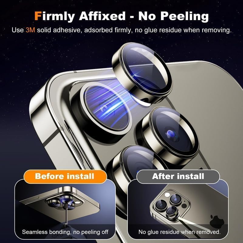 Image of SafeCase for iPhone 16 Pro|iPhone 16 Pro Max Camera Lens Protector [Pack Of 3-SILVER Metal Aluminum Alloy Tempered Glass Cover Camera Screen Protector Accessories, Case Friendly for iPhone 16 Pro / 16 Pro Max 2024