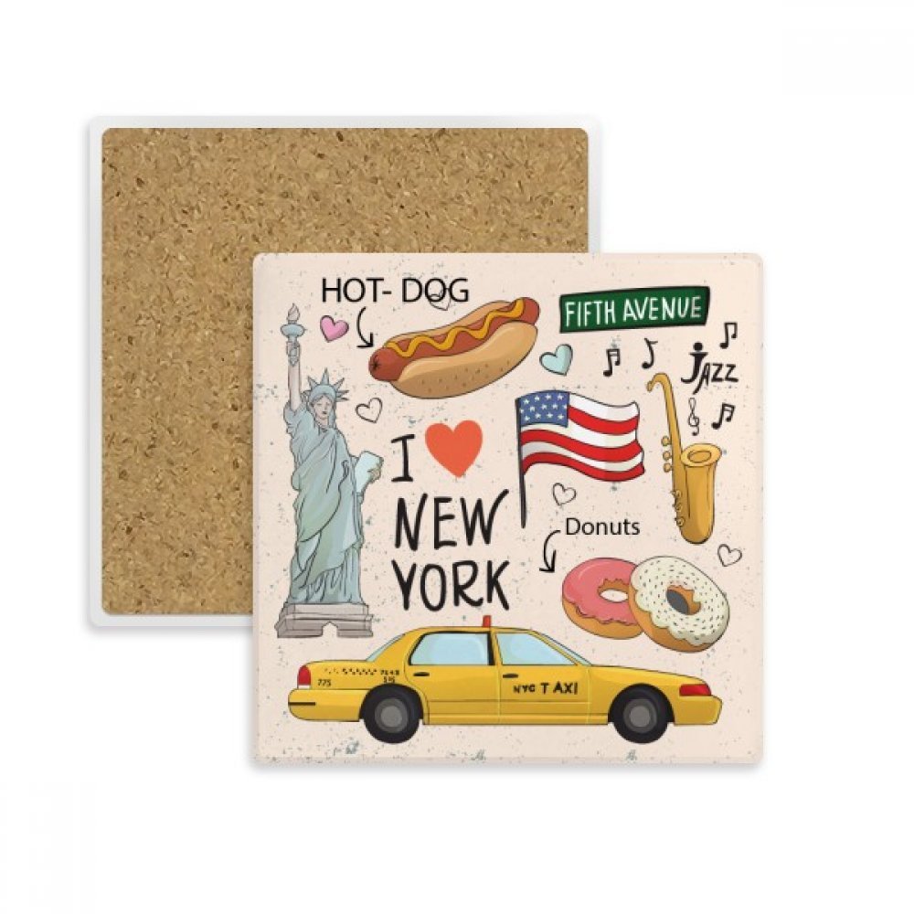 Dessous de verre absorbants New York en pierre, lot de 2 supports pour tasse