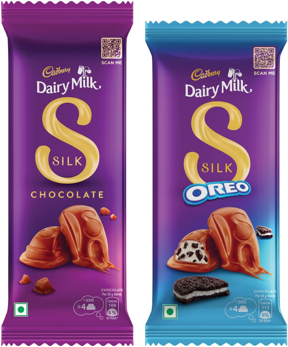 Cadbury Dairy Milk Silk Chocolate Bar Large Combo (Silk Plain 150 g, Silk Oreo 130 g), 280 g