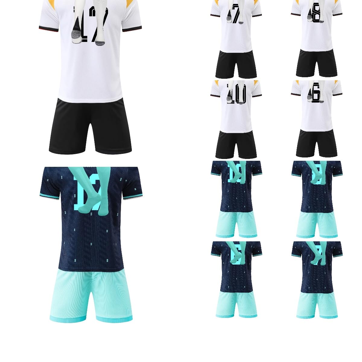 Fußball Trikot Set für Kinder 2026, Fussball Jersey Set Hause/Auswärts Fußballtrikot für Kinder Erwachsene Schnell Trocknendes Atmungsaktives Fußballtrikot mit Fußball-T-Shirt, Shorts und Socken
