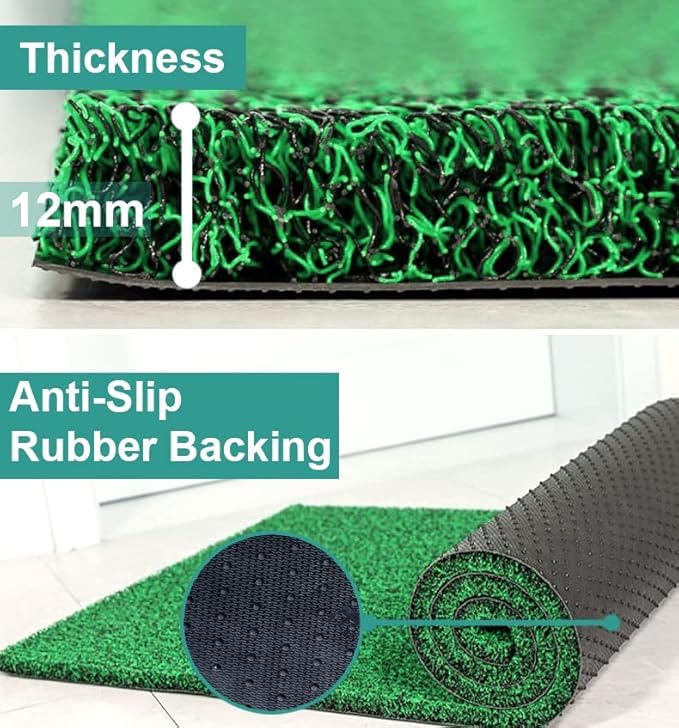 Image of PVC Cushion Floor Mat - Durable, Waterproof Door Mat for Main Door Entrance, Anti-Skid Outdoor Mat for Home & Office, Ideal for All-Weather Use [Size 2x3 Feet, Color Green Black]