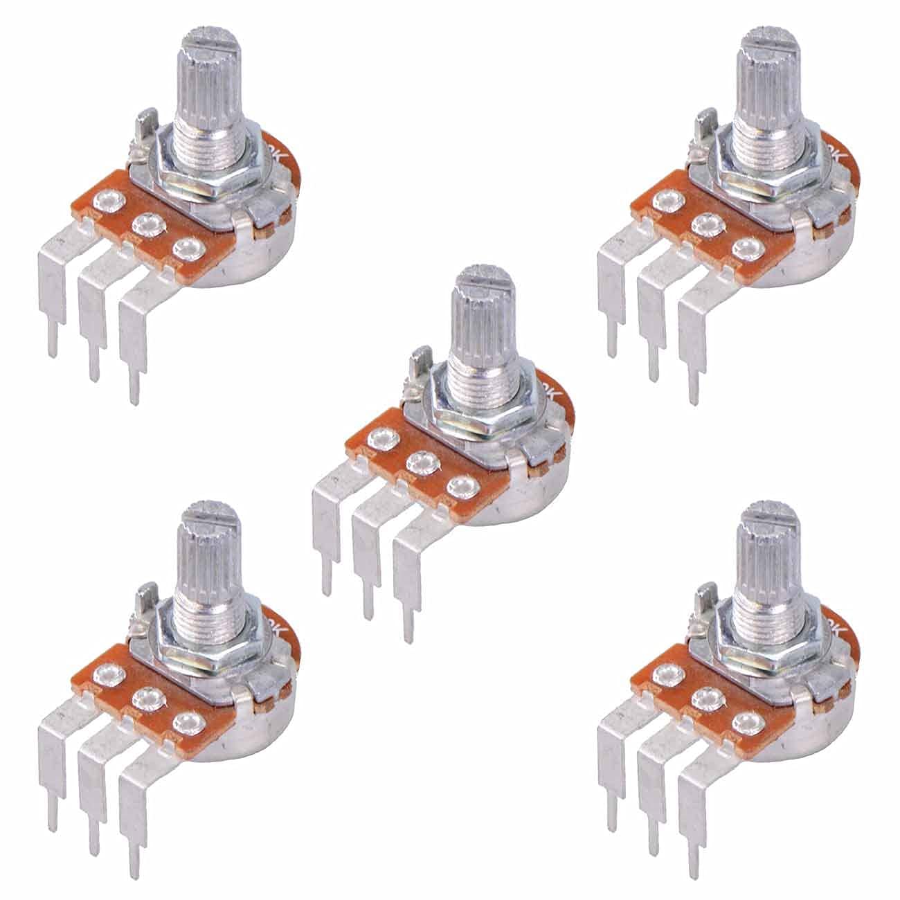 5 x 16mm 500K Right Angle Fluted Logarithmic Potentiometer