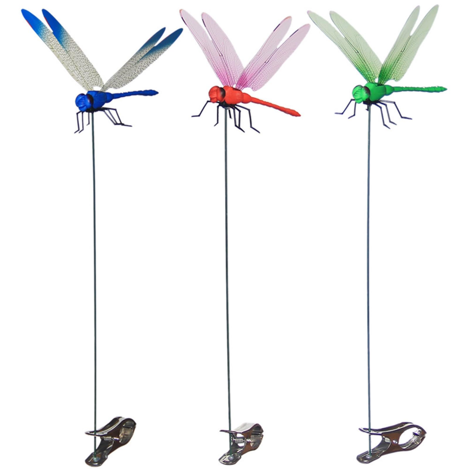 3 Pieces Clip-Attachable Dragonfly Stake Detailed Wings Plant Clip Long Thin Metal Garden for Yard, 3Pcs | Pond Dã©Co Ponds & Water Features Outdoor Living-image-24