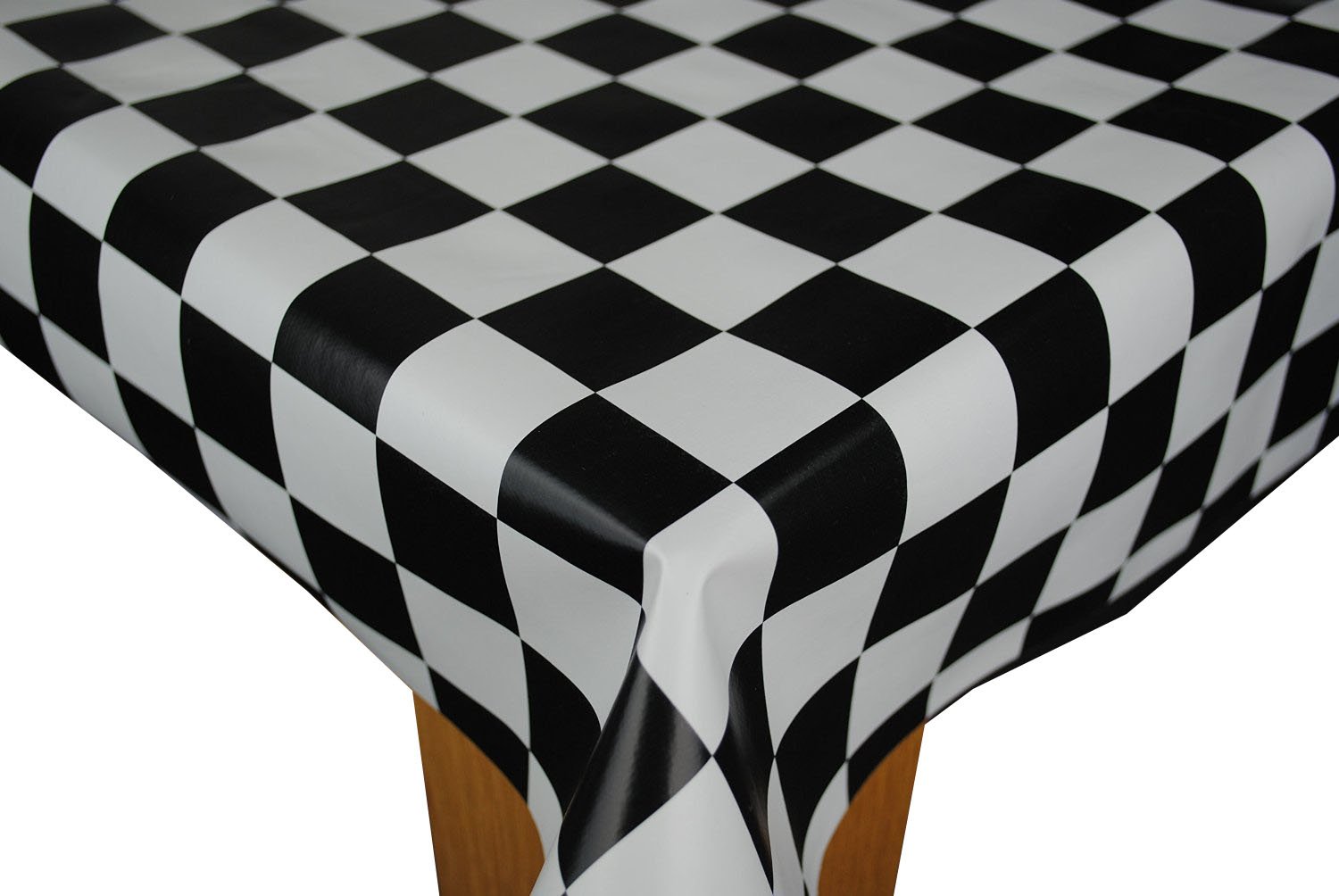 Karina Home Chef Check Black White PVC Wipe Clean Tablecloth Vinyl (200cm x 140cm)