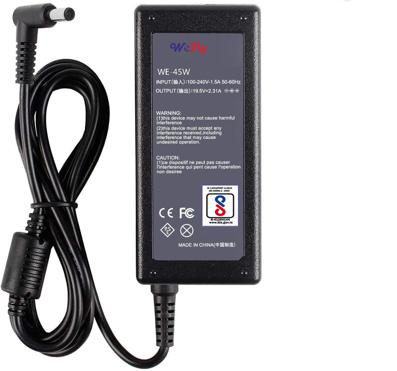 WeFly 45W 19.5V 2.31A 4.5mm x 3.0mm Laptop Adapter for Dell inspiron 15 13 17 14 11 3000 5000 7000 Series 3169 5378 5482 7373 5568 15-3552 Vostro 15 14 13 5000 3000 Series 5401 14-5468 15-5568 P62F001