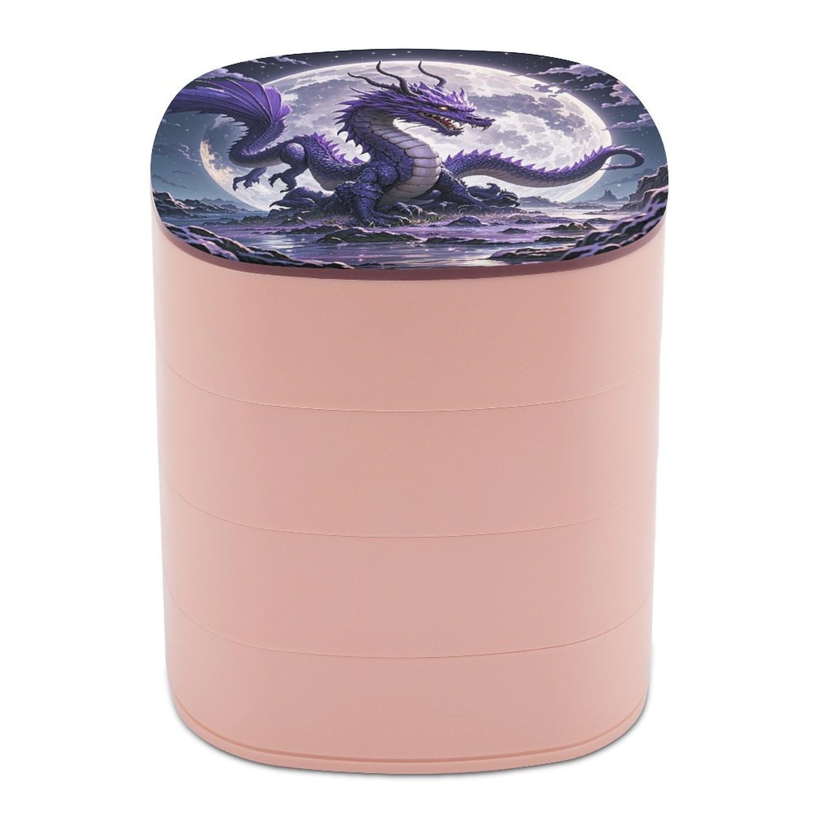VstaDank Purple Dragon Purple Moon Jewelry Box with Mirror Travel Small Jewelry Case for Women 4-Layer Rotatable Jewelry Organizer Storage Box Portable Jewelry Storage Case for Rings Earrings